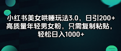 小红书美女哄睡玩法3.0，日引200+高质量年轻男女粉，只需复制粘贴-颜夕资源网-第18张图片